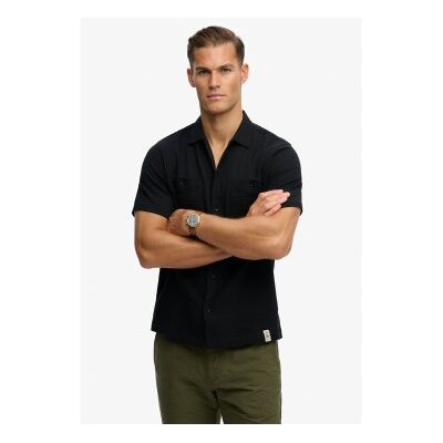 Superdry für Herren. M4011123A Merchant Textured Shirt schwarz (M), Lässig, Baumwolle, Kurzarm Superdry für Herren. M4011123A Merchant Textured Shirt schwarz (M), Lässig, Baumwolle, Kurzarm
