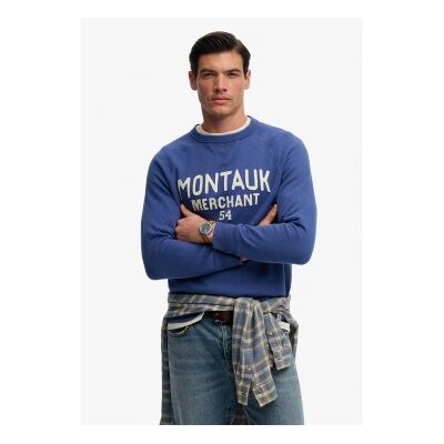 Superdry für Herren. M2014473A Blaues Vintage Merchant Sweatshirt (M), Lässig, Baumwolle Superdry für Herren. M2014473A Blaues Vintage Merchant Sweatshirt (M), Lässig, Baumwolle