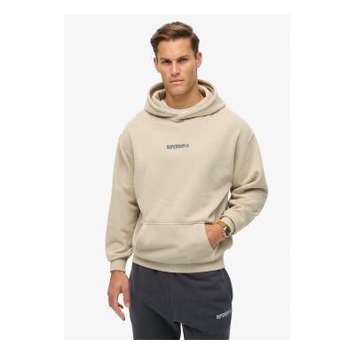 Superdry für Herren. M2013727A Locker sitzendes Kapuzensweatshirt mit beigem Microprint-Mikrologo-Druck (M), Lässig, Baumwolle Superdry für Herren. M2013727A Locker sitzendes Kapuzensweatshirt mit beigem Microprint-Mikrologo-Druck (M), Lässig, Baumwolle