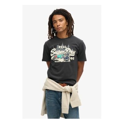 Superdry für Herren. M1011996A New York Vl Grafik-T-Shirt schwarz (M), Lässig, Baumwolle, Kurzarm Superdry für Herren. M1011996A New York Vl Grafik-T-Shirt schwarz (M), Lässig, Baumwolle, Kurzarm