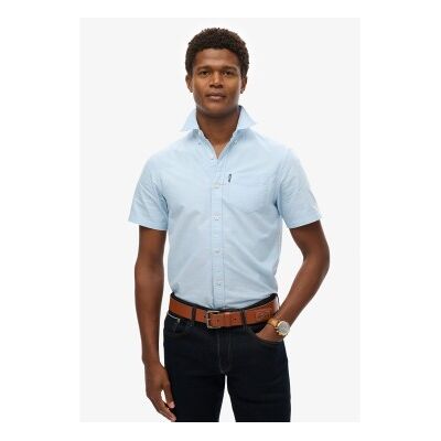 Superdry für Herren. M4010944A Blaues Oxford-Hemd (S), Lässig, Baumwolle, Kurzarm Superdry für Herren. M4010944A Blaues Oxford-Hemd (S), Lässig, Baumwolle, Kurzarm