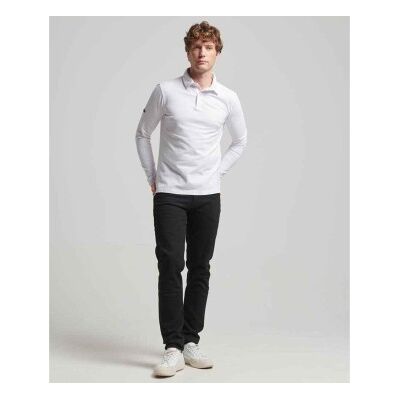 Superdry für Herren. M1110386A Studios Langarm-Poloshirt aus Strick weiß (L), Lässig, Baumwolle, Kurzarm Superdry für Herren. M1110386A Studios Langarm-Poloshirt aus Strick weiß (L), Lässig, Baumwolle, Kurzarm