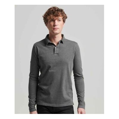 Superdry für Herren. M1110386A Studios Grau Langarm-Poloshirt aus Strick (L), Lässig, Baumwolle, Kurzarm Superdry für Herren. M1110386A Studios Grau Langarm-Poloshirt aus Strick (L), Lässig, Baumwolle, Kurzarm