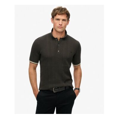 Superdry für Herren. M1110441A Poloshirt Textur schwarz (S), Lässig, Baumwolle, Kurzarm Superdry für Herren. M1110441A Poloshirt Textur schwarz (S), Lässig, Baumwolle, Kurzarm