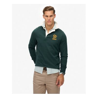 Superdry für Herren. M6010916A Vintage Athletic Rugby grünes Poloshirt (M), Lässig, Baumwolle, Langarm Superdry für Herren. M6010916A Vintage Athletic Rugby grünes Poloshirt (M), Lässig, Baumwolle, Langarm