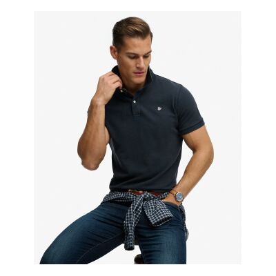 Superdry für Herren. M1110451A Vintage Destroy marinefarbenes Poloshirt (S), Lässig, Baumwolle, Kurzarm Superdry für Herren. M1110451A Vintage Destroy marinefarbenes Poloshirt (S), Lässig, Baumwolle, Kurzarm