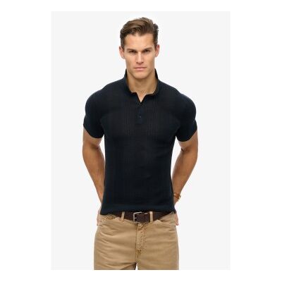 Superdry für Herren. M1110390A Kurzärmeliges gestricktes Poloshirt navy (XL), Lässig, Baumwolle, Kurzarm, Marine Superdry für Herren. M1110390A Kurzärmeliges gestricktes Poloshirt navy (XL), Lässig, Baumwolle, Kurzarm, Marine