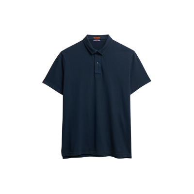 Superdry für Herren. M1110440A Essential marineblau gestricktes Poloshirt (S), Lässig, Baumwolle, Kurzarm Superdry für Herren. M1110440A Essential marineblau gestricktes Poloshirt (S), Lässig, Baumwolle, Kurzarm