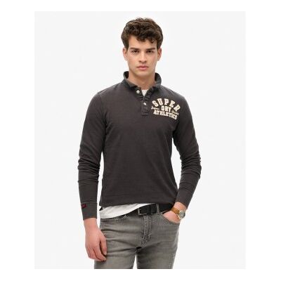 Superdry für Herren. M1110435A Schwarzes Vintage-Sport-Poloshirt (L), Lässig, Baumwolle, Langarm Superdry für Herren. M1110435A Schwarzes Vintage-Sport-Poloshirt (L), Lässig, Baumwolle, Langarm