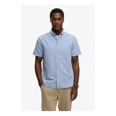 Superdry für Herren. M4011101A Schickes blaues Oxford-Hemd (S), Lässig, Baumwolle, Kurzarm Superdry für Herren. M4011101A Schickes blaues Oxford-Hemd (S), Lässig, Baumwolle, Kurzarm