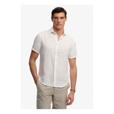 Superdry für Herren. M4011104A Hemd Riviera weiß (M), Lässig, Leinen, Kurzarm Superdry für Herren. M4011104A Hemd Riviera weiß (M), Lässig, Leinen, Kurzarm