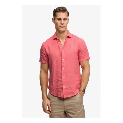 Superdry für Herren. M4011104A Korallenfarbenes Riviera-Hemd (L), Lässig, Leinen, Kurzarm Superdry für Herren. M4011104A Korallenfarbenes Riviera-Hemd (L), Lässig, Leinen, Kurzarm