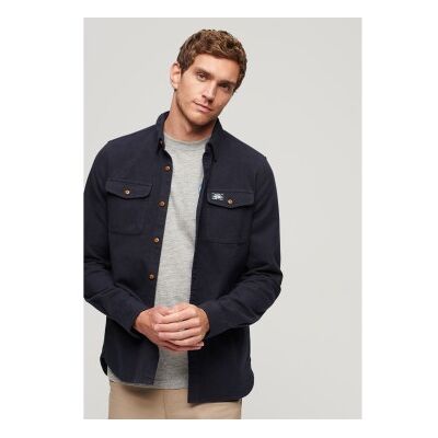 Superdry für Herren. M4010723A Flanell-Arbeitshemd navy (S), Lässig, Langarm, Bio-Baumwolle, Nachhaltig, Marine Superdry für Herren. M4010723A Flanell-Arbeitshemd navy (S), Lässig, Langarm, Bio-Baumwolle, Nachhaltig, Marine
