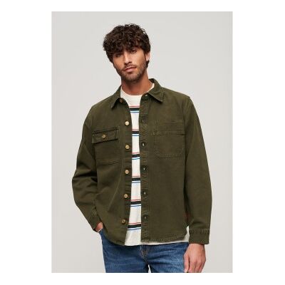 Superdry für Herren. M4010826A Surplus grünes Segeltuch-Überhemd (XXL), Lässig, Baumwolle, Langarm Superdry für Herren. M4010826A Surplus grünes Segeltuch-Überhemd (XXL), Lässig, Baumwolle, Langarm