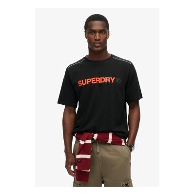 Superdry für Herren. M1012027A Locker geschnittenes T-Shirt mit schwarzem Tech-Logo (S), Lässig, Baumwolle, Kurzarm Superdry für Herren. M1012027A Locker geschnittenes T-Shirt mit schwarzem Tech-Logo (S), Lässig, Baumwolle, Kurzarm