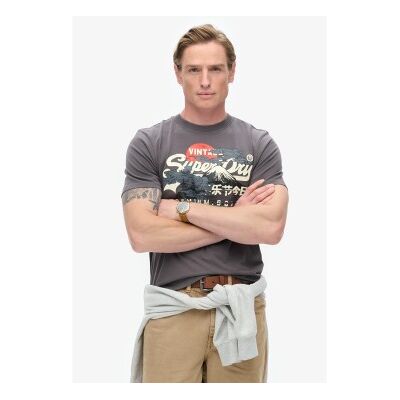 Superdry für Herren. M1011990A Tokio Grau Grafik-T-Shirt (L), Lässig, Baumwolle, Kurzarm Superdry für Herren. M1011990A Tokio Grau Grafik-T-Shirt (L), Lässig, Baumwolle, Kurzarm