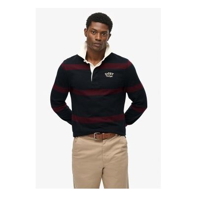 Superdry für Herren. M6010909A Vintage Athletic Eagle marinefarbenes Poloshirt (M), Lässig, Baumwolle, Langarm Superdry für Herren. M6010909A Vintage Athletic Eagle marinefarbenes Poloshirt (M), Lässig, Baumwolle, Langarm