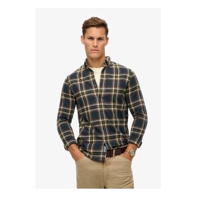 Superdry für Herren. M4010737A Hemd aus Bio-Baumwolle mit Vintage-Karo in navy (S), Lässig, Langarm, Nachhaltig, Marine Superdry für Herren. M4010737A Hemd aus Bio-Baumwolle mit Vintage-Karo in navy (S), Lässig, Langarm, Nachhaltig, Marine