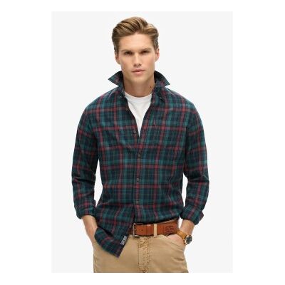 Superdry für Herren. M4010737A Hemd aus Bio-Baumwolle mit Vintage-Karo in navy (S), Lässig, Langarm, Nachhaltig, Marine Superdry für Herren. M4010737A Hemd aus Bio-Baumwolle mit Vintage-Karo in navy (S), Lässig, Langarm, Nachhaltig, Marine