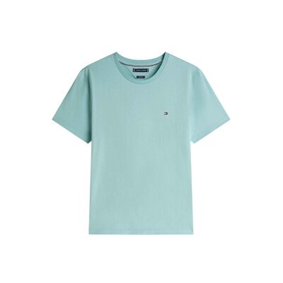 Tommy Hilfiger für Herren. MW0MW39995 Türkisfarbenes T-Shirt mit Logostickerei (L), Lässig, Baumwolle, Kurzarm Tommy Hilfiger für Herren. MW0MW39995 Türkisfarbenes T-Shirt mit Logostickerei (L), Lässig, Baumwolle, Kurzarm