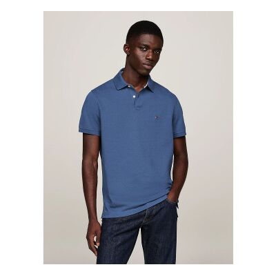 Tommy Hilfiger für Herren. MW0MW17770 1985 Collection Poloshirt mit normaler Passform blau (L), Lässig, Kurzarm, Bio-Baumwolle Tommy Hilfiger für Herren. MW0MW17770 1985 Collection Poloshirt mit normaler Passform blau (L), Lässig, Kurzarm, Bio-Baumwolle