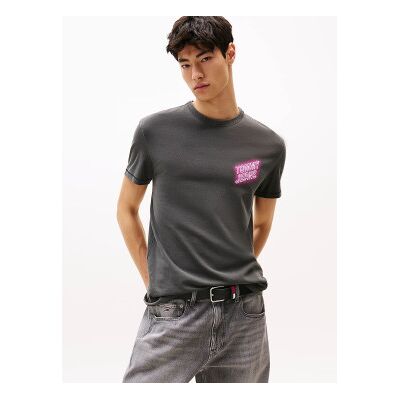 Tommy Jeans für Herren. DM0DM21829 Rundhals-T-Shirt mit schwarzem Aufdruck (XL), Lässig, Baumwolle, Kurzarm Tommy Jeans für Herren. DM0DM21829 Rundhals-T-Shirt mit schwarzem Aufdruck (XL), Lässig, Baumwolle, Kurzarm