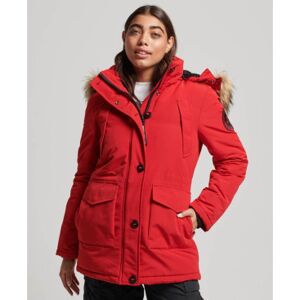 Superdry für Damen. W5011572A Kunstfell-Parka mit Kapuze Everest rot (S), Lässig, Polyester