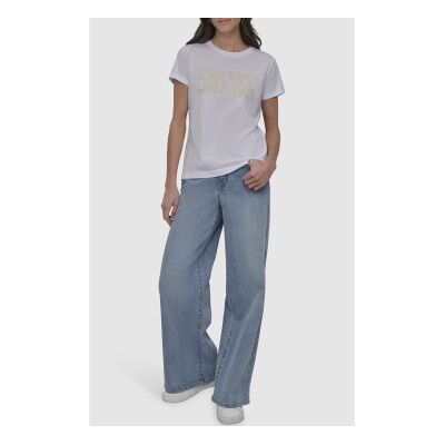 DKNY für Damen. DJ4T1265 Jeans-T-Shirt weiß (XS), Lässig, Baumwolle, Kurzarm DKNY für Damen. DJ4T1265 Jeans-T-Shirt weiß (XS), Lässig, Baumwolle, Kurzarm