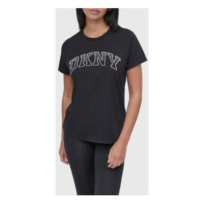DKNY für Damen. DP5T1250 Varsity-Logo-T-Shirt schwarz (XS), Lässig, Baumwolle, Kurzarm DKNY für Damen. DP5T1250 Varsity-Logo-T-Shirt schwarz (XS), Lässig, Baumwolle, Kurzarm