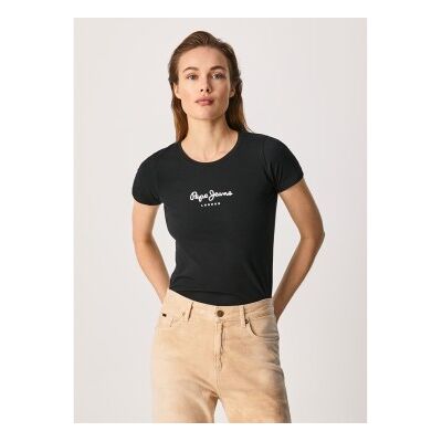 Pepe Jeans für Damen. PL505202 Neu Virginia Ss N T-shirt schwarz (XS), Lässig, Baumwolle, Kurzarm Pepe Jeans für Damen. PL505202 Neu Virginia Ss N T-shirt schwarz (XS), Lässig, Baumwolle, Kurzarm