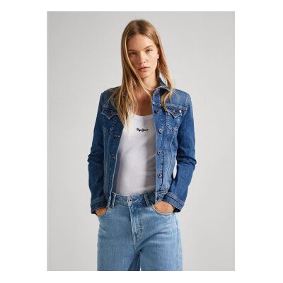 Pepe Jeans für Damen. PL402011HT7 Thrift Jacke blau (XS), Lässig, Baumwolle, Denim, Langarm, Nachhaltig Pepe Jeans für Damen. PL402011HT7 Thrift Jacke blau (XS), Lässig, Baumwolle, Denim, Langarm, Nachhaltig