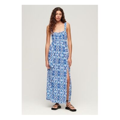 Superdry für Damen. W8011623A Blaues Kleid mit geknoteten Trägern auf dem Rücken (XL), Lässig, Viskose, Ärmellos / Hosenträger Superdry für Damen. W8011623A Blaues Kleid mit geknoteten Trägern auf dem Rücken (XL), Lässig, Viskose, Ärmellos / Hosenträger