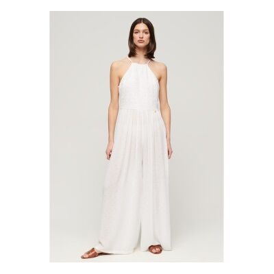 Superdry für Damen. W8011439A Weißer bestickter Jumpsuit (M), Lässig, Viskose, Ärmellos / Hosenträger Superdry für Damen. W8011439A Weißer bestickter Jumpsuit (M), Lässig, Viskose, Ärmellos / Hosenträger