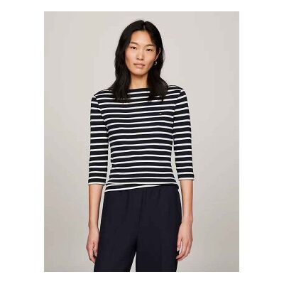 Tommy Hilfiger für Damen. WW0WW40589 Neu Cody T-shirt navy (M), Lässig, Baumwolle, 3/4 Ärmel, Marine Tommy Hilfiger für Damen. WW0WW40589 Neu Cody T-shirt navy (M), Lässig, Baumwolle, 3/4 Ärmel, Marine