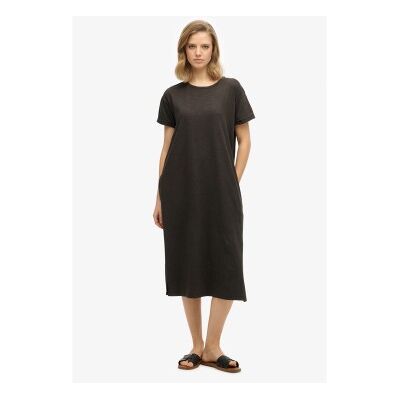 Superdry für Damen. W8011868A Schwarzes Midi-Hemdkleid (M), Lässig, Baumwolle, Kurzarm Superdry für Damen. W8011868A Schwarzes Midi-Hemdkleid (M), Lässig, Baumwolle, Kurzarm