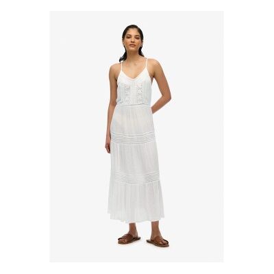 Superdry für Damen. W8011908A Ibiza langes weißes trägerloses Kleid (XS), Lässig, Viskose, Ärmellos / Hosenträger Superdry für Damen. W8011908A Ibiza langes weißes trägerloses Kleid (XS), Lässig, Viskose, Ärmellos / Hosenträger