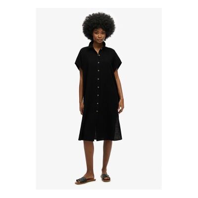 Superdry für Damen. W8011959A Schwarzes übergroßes Midi-Hemdkleid (XS), Lässig, Baumwolle, Kurzarm Superdry für Damen. W8011959A Schwarzes übergroßes Midi-Hemdkleid (XS), Lässig, Baumwolle, Kurzarm
