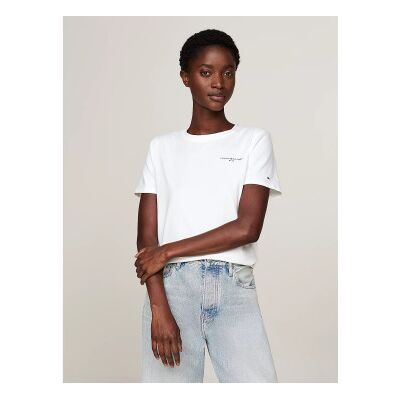 Tommy Hilfiger für Damen. WW0WW37877 T-shirt 1985 mit weißem Logo (XL), Lässig, Baumwolle, Kurzarm Tommy Hilfiger für Damen. WW0WW37877 T-shirt 1985 mit weißem Logo (XL), Lässig, Baumwolle, Kurzarm