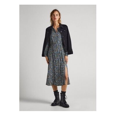 Pepe Jeans für Damen. PL953391 Navy Ichi Kleid (M), Lässig, Viskose, Blumen, Langarm, Marine Pepe Jeans für Damen. PL953391 Navy Ichi Kleid (M), Lässig, Viskose, Blumen, Langarm, Marine