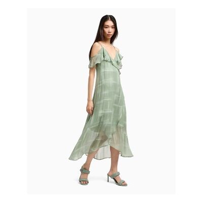 Giorgio Armani A X Armani Exchange für Damen. XW000181AF12051F7037 Maxi Crossover Kleid mit verstellbaren dünnen Trägern und Rüschendetails grün (XXL), Läs Giorgio Armani A X Armani Exchange für Damen. XW000181AF12051F7037 Maxi Crossover Kleid mit verstellbaren dünnen Trägern und Rüschendetails grün (XXL), Läs