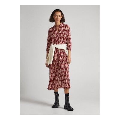 Pepe Jeans für Damen. PL953362 Gloria rotes Kleid (S), Lässig, Viskose, Langarm, Nachhaltig Pepe Jeans für Damen. PL953362 Gloria rotes Kleid (S), Lässig, Viskose, Langarm, Nachhaltig