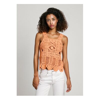 Pepe Jeans für Damen. PL702291 Top Olive orange (M), Lässig, Baumwolle, Ärmellos / Hosenträger Pepe Jeans für Damen. PL702291 Top Olive orange (M), Lässig, Baumwolle, Ärmellos / Hosenträger