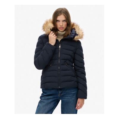Superdry für Damen. W5012000A Fuji Kunstfell Steppjacke navy (XS), Lässig, Recyceltes Polyester, Nachhaltig, Marine Superdry für Damen. W5012000A Fuji Kunstfell Steppjacke navy (XS), Lässig, Recyceltes Polyester, Nachhaltig, Marine