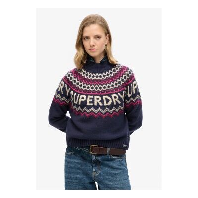 Superdry für Damen. W6110555A Fairisle Pullover navy (L), Lässig, Acryl, Marine Superdry für Damen. W6110555A Fairisle Pullover navy (L), Lässig, Acryl, Marine