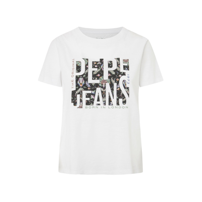 Pepe Jeans für Damen. PL505964 Gloria T-shirt weiß (S), Lässig, Kurzarm, Bio-Baumwolle, Nachhaltig Pepe Jeans für Damen. PL505964 Gloria T-shirt weiß (S), Lässig, Kurzarm, Bio-Baumwolle, Nachhaltig
