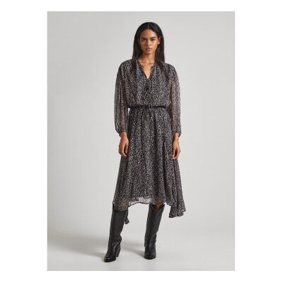 Pepe Jeans für Damen. PL953436 Alicia Schwarzes Kleid (M), Lässig, Polyester, Langarm Pepe Jeans für Damen. PL953436 Alicia Schwarzes Kleid (M), Lässig, Polyester, Langarm