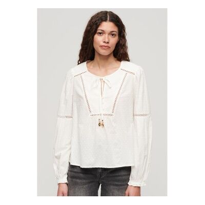 Superdry für Damen. W6011862A Bluse Ibiza weiß (S), Lässig, Langarm, Bio-Baumwolle, Nachhaltig Superdry für Damen. W6011862A Bluse Ibiza weiß (S), Lässig, Langarm, Bio-Baumwolle, Nachhaltig