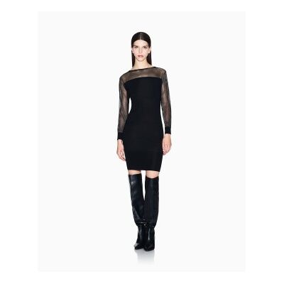 Giorgio Armani A X Armani Exchange für Damen. XW001324AF13781MC108 Schwarzes Bodycon-Kleid (S), Lässig, Party, Wolle, Acryl, Langarm Giorgio Armani A X Armani Exchange für Damen. XW001324AF13781MC108 Schwarzes Bodycon-Kleid (S), Lässig, Party, Wolle, Acryl, Langarm