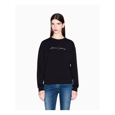 Giorgio Armani A X Armani Exchange für Damen. XW000835AF13397MC021 Basic Sweatshirt schwarz (L), Lässig, Viskose Giorgio Armani A X Armani Exchange für Damen. XW000835AF13397MC021 Basic Sweatshirt schwarz (L), Lässig, Viskose