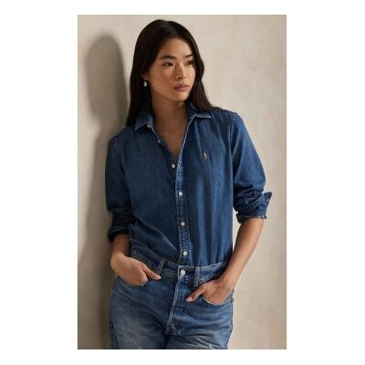 Polo Ralph Lauren für Damen. 211969458001 Slim Fit Denim Hemd blau (30), Lässig, Baumwolle, Langarm Polo Ralph Lauren für Damen. 211969458001 Slim Fit Denim Hemd blau (30), Lässig, Baumwolle, Langarm